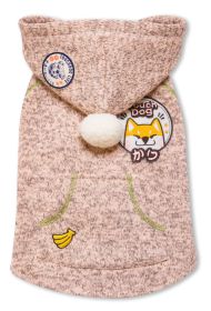 Touchdog Hippie Embellished Sleeveless Pompom Dog Hooded Sweater (Color: Light Pink, Size: Large)