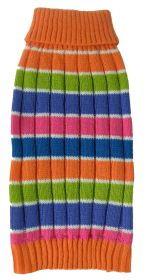 Tutti-Beauty Rainbow Heavy Cable Ribbed Turtle Neck Dog Sweater (Size: Small)