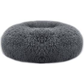 Dog Bed Soft Warm Fleece Cozy Nest Sofa Bed Cushion (Color: Dark Gray, Size: L)