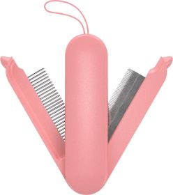 Multi-Functional 2 n1 Swivel Travel Grooming Comb & Deshedder (Color: pink)