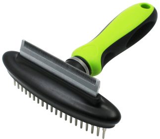 Flex Series 2-in-1 Dual-Sided Undercoat Rake & Deshedder (Color: Green)