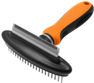 Flex Series 2-in-1 Dual-Sided Undercoat Rake & Deshedder (Color: Orange)