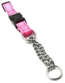'Tutor-Sheild' Martingale Safety & Training Chain Dog Collar (Color: pink, Size: Large)