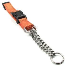 'Tutor-Sheild' Martingale Safety & Training Chain Dog Collar (Color: Orange, Size: Large)