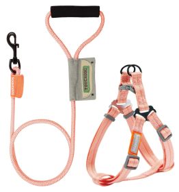 'Macaron' 2-in-1 Durable Nylon Dog Harness & Leash (Color: pink, Size: Medium)