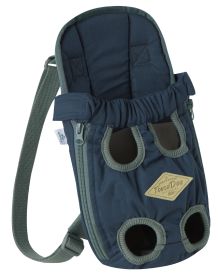 'Wiggle-Sack' Fashion Designer Front & Backpack Dog Carrier (Color: Navy, Size: Small)