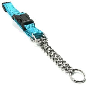 'Tutor-Sheild' Martingale Safety & Training Chain Dog Collar (Color: Blue, Size: Large)
