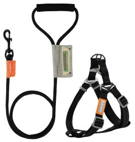 'Macaron' 2-in-1 Durable Nylon Dog Harness & Leash (Color: Black, Size: Small)