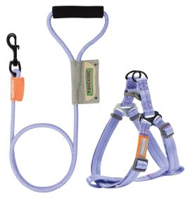 'Macaron' 2-in-1 Durable Nylon Dog Harness & Leash (Color: Purple, Size: Medium)