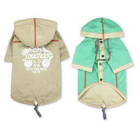 'Cloudburst' Waterproof Reversible Dog Raincoat (Color: Khaki, Size: X-Large)