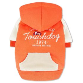 'Heritage' Soft-Cotton Fashion Dog Hoodie (Color: Orange, Size: X-Small)