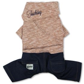 Vogue Neck-Wrap Sweater & Denim Pant Outfit (Color: Peach, Size: X-Small)