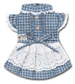 I love Poochi' Classical Plaid Dog Dress (Color: Blue, Size: Small)