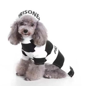 Striped Retro Inmate Prisoner Dog Costume (Color: BLACK / WHITE, Size: Small)