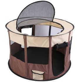 Foldable Playpen for with Carry Bag Portable Upper Cover (Size: M)