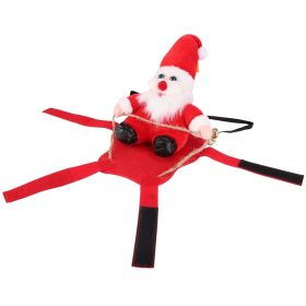 Pet Christmas Costumes Red Winter Coat for Dog Riding Santa Claus with Bell Clothes New Year Outfit Cosplay Costumes Party Dress Up For Cats (Size: M)