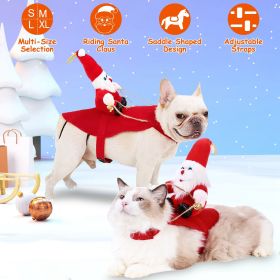 Pet Christmas Costumes Red Winter Coat for Dog Riding Santa Claus with Bell Clothes New Year Outfit Cosplay Costumes Party Dress Up For Cats (Size: XL)