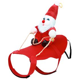 Pet Christmas Costumes Red Winter Coat for Dog Riding Santa Claus with Bell Clothes New Year Outfit Cosplay Costumes Party Dress Up For Cats (Size: L)