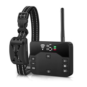 Wireless Electric Dog Fence Containment System Electric Training Collar (Color: Black, Type: Fence with 1 collar)