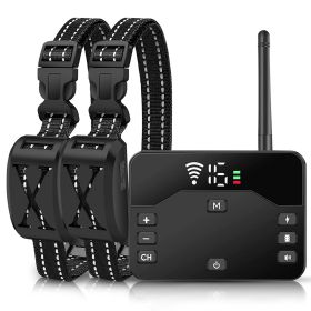 Wireless Electric Dog Fence Containment System Electric Training Collar (Color: Black, Type: Fence with 2 Collar)