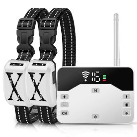 Wireless Electric Dog Fence Containment System Electric Training Collar (Color: White, Type: Fence with 2 Collar)