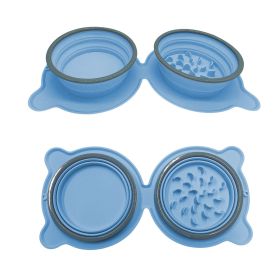 Dog Folding Silicone Bowl (Color: \Blue)