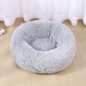 Dog Bed Super Soft Washable Long Plush Velvet Mats (Color: Light Gray, Size: 50cm)