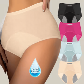 4 Pack Sets Waterproof Ladies Panti Knickers Breathable Reusable Period Panties for Women's (Color: 4 Pack multi color, Size: L)