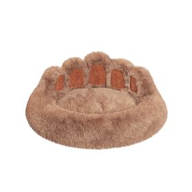 Cute Dog Bed Bear Paw Shape (Color: Khaki, Size: L-80cm/32inch)