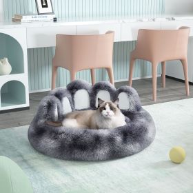 Cute Dog Bed Bear Paw Shape (Color: Tie-dye dark gray, Size: L-80cm/32inch)