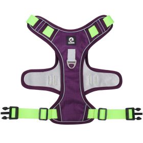 dog Harnesses; Cross border New Pet Towing Rope Vest Large Dog Chest Strap Reflective Explosion proof Flushing Dog Towing Rope (Colour: purple, Specification (L * W): S)