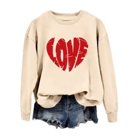 Shirts for Women, Funny Love Heart Print Sweatshirts (Color: Beige, Size: XL)