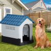 33 inch Large Plastic Dog House, Indoor Outdoor Doghouse Pet House with Air Vents and Elevated Floor, Insulated Water Resistant Puppy Shelter Kennel