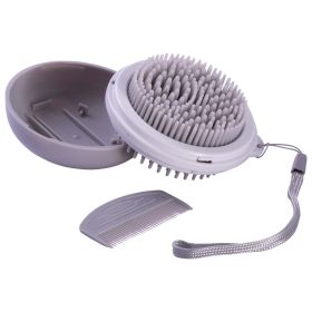 'Bravel' 3-in-1 Travel Pocketed Dual Grooming Brush & Comb (Color: Grey)