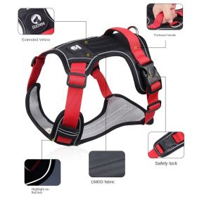 dog Harnesses; Cross border New Pet Towing Rope Vest Large Dog Chest Strap Reflective Explosion proof Flushing Dog Towing Rope (Colour: Black, Specification (L * W): S)