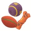 Squeaky Latex Football Branch, Chew Fetch & Play Dog Toy Balls