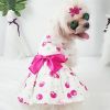 Dog Dress; W/ Bow Floral Pattern; For Small & Medium Dogs
