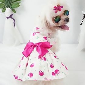 Dog Dress; W/ Bow Floral Pattern; For Small & Medium Dogs (Color: Dark Pink, Size: XS)