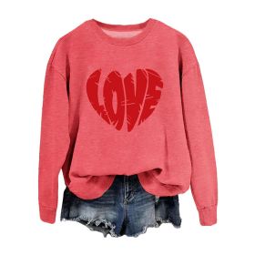 Shirts for Women, Funny Love Heart Print Sweatshirts (Color: Red, Size: M)
